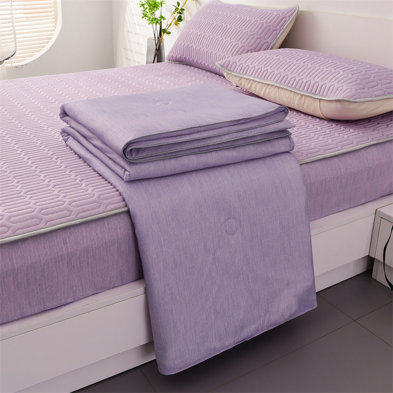 Parure de lit 4 pcs, en latex. Set 4pcs Latex Bed Fitted Sheet Cooling Mat Pillowcase.