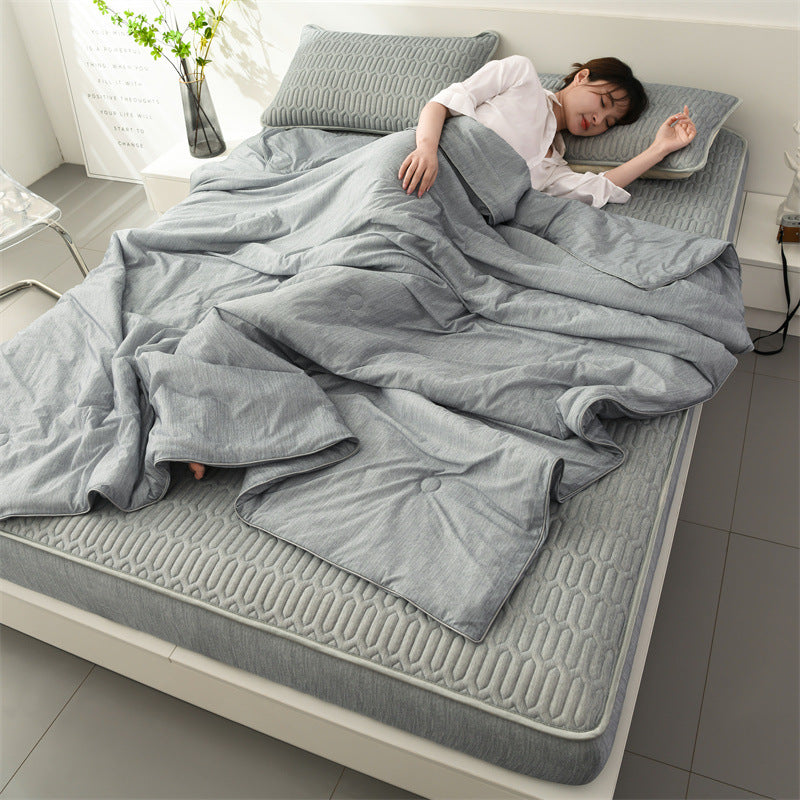 Parure de lit 4 pcs, en latex. Set 4pcs Latex Bed Fitted Sheet Cooling Mat Pillowcase.