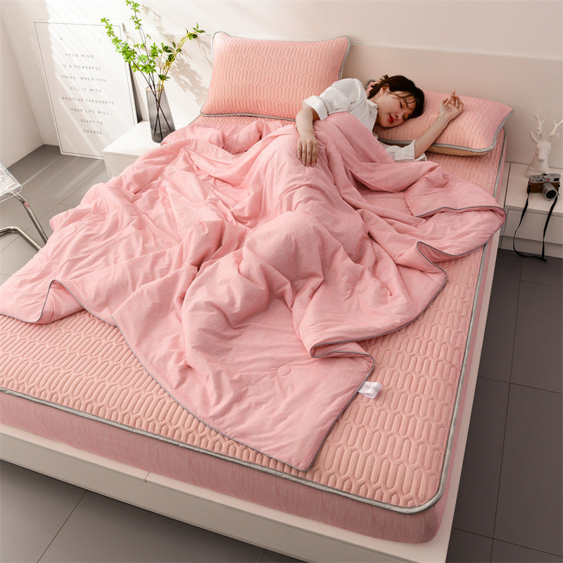 Parure de lit 4 pcs, en latex. Set 4pcs Latex Bed Fitted Sheet Cooling Mat Pillowcase.