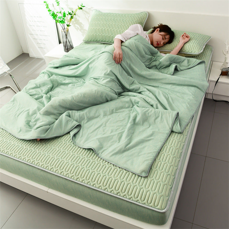 Parure de lit 4 pcs, en latex. Set 4pcs Latex Bed Fitted Sheet Cooling Mat Pillowcase.