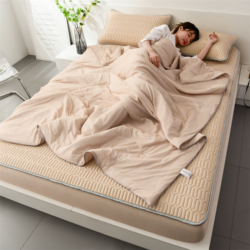 Parure de lit 4 pcs, en latex. Set 4pcs Latex Bed Fitted Sheet Cooling Mat Pillowcase.