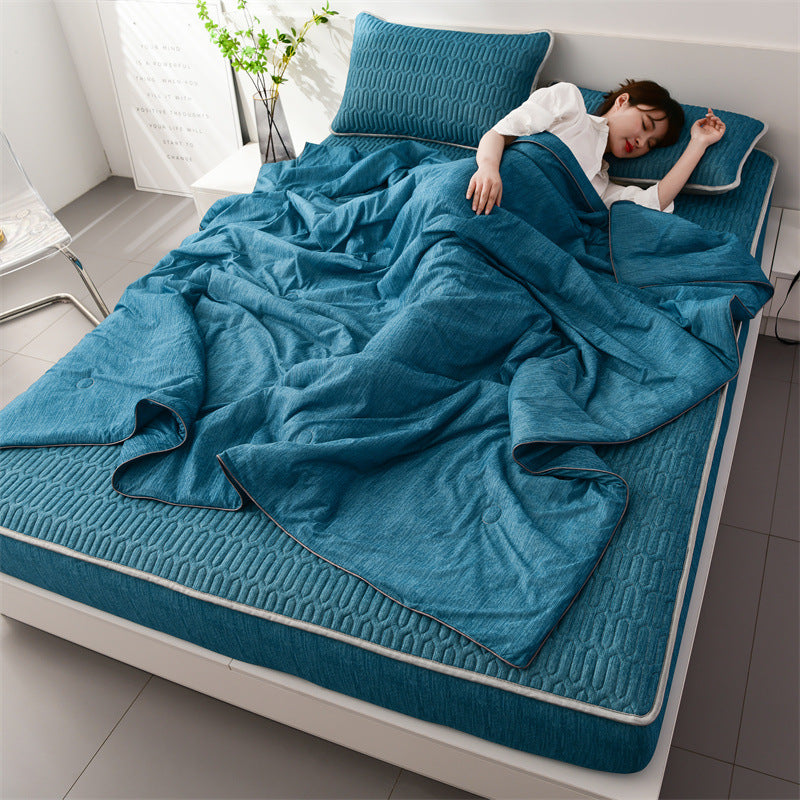 Parure de lit 4 pcs, en latex. Set 4pcs Latex Bed Fitted Sheet Cooling Mat Pillowcase.