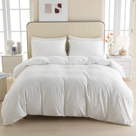 Parure de lit blanc 3 pièces. White Bedding Set Luxury.