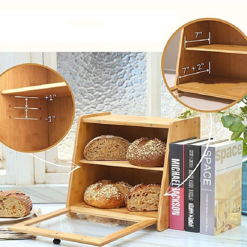 Boite de rangement pour pain ou vienoiseries. Bamboo Kitchen Bread Storage Box.
