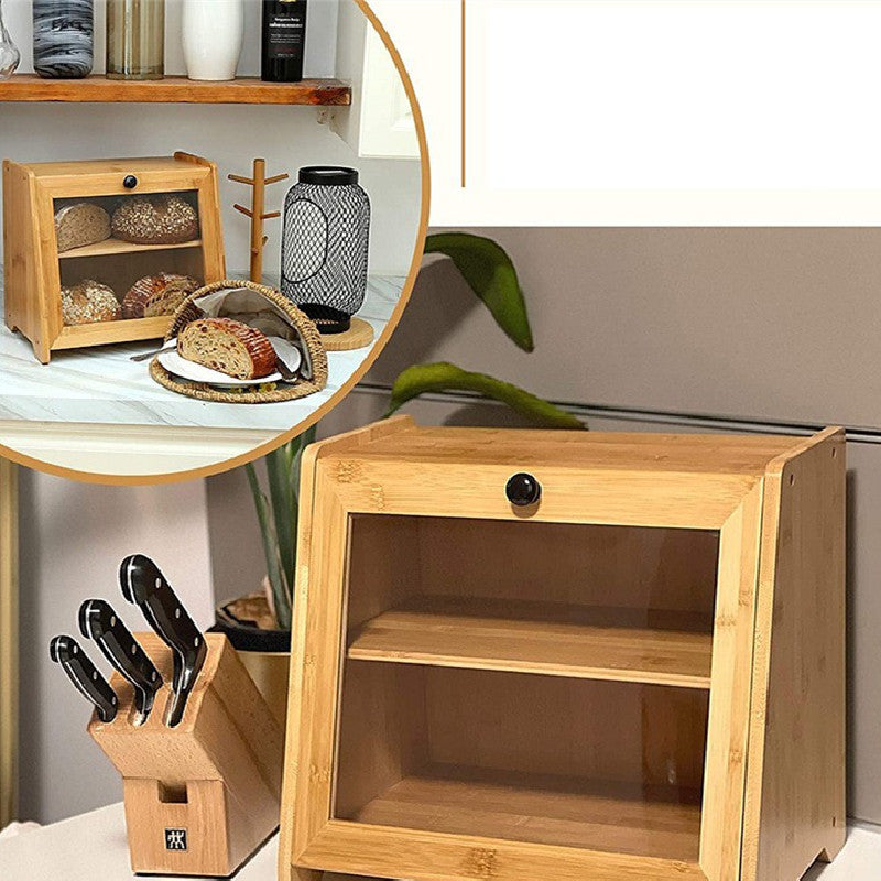 Boite de rangement pour pain ou vienoiseries. Bamboo Kitchen Bread Storage Box.