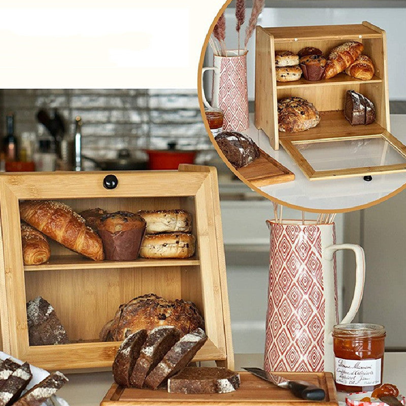 Boite de rangement pour pain ou vienoiseries. Bamboo Kitchen Bread Storage Box.