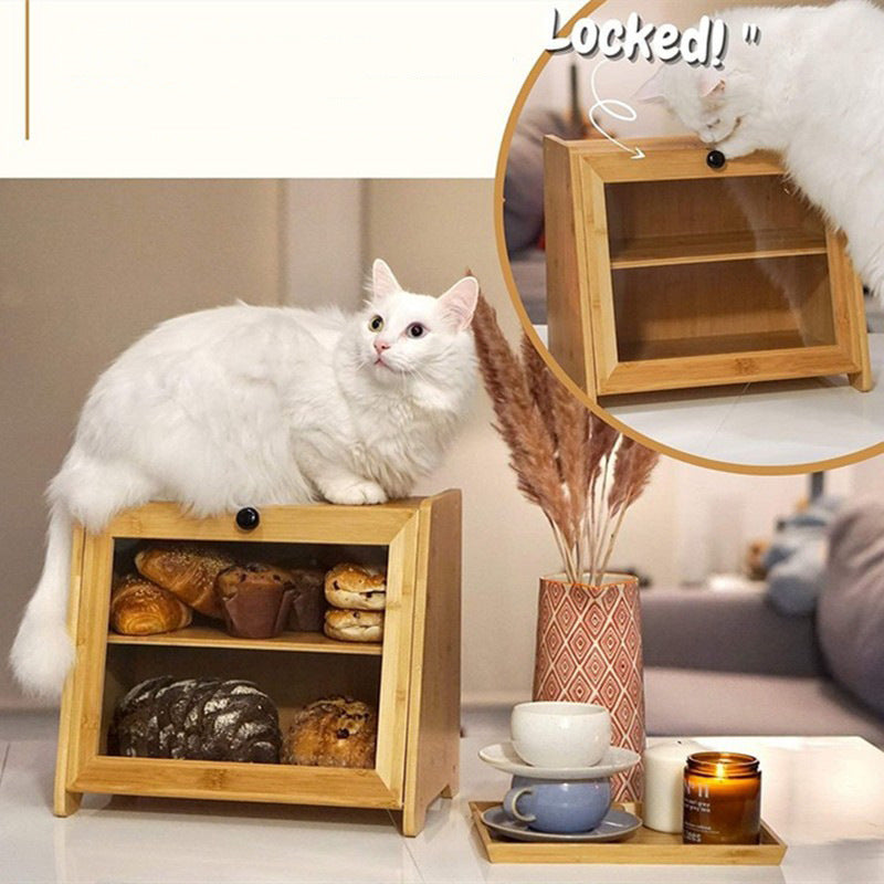 Boite de rangement pour pain ou vienoiseries. Bamboo Kitchen Bread Storage Box.