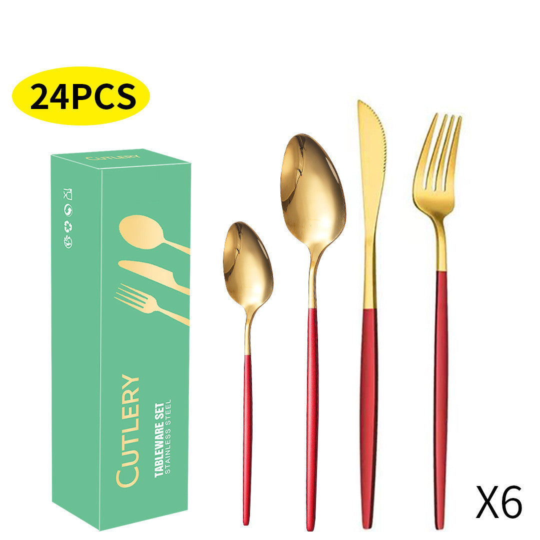 Ensemble de couvert 24 pièces. Stainless Steel Cutlery Knife Fork Spoon 24 Piece Set