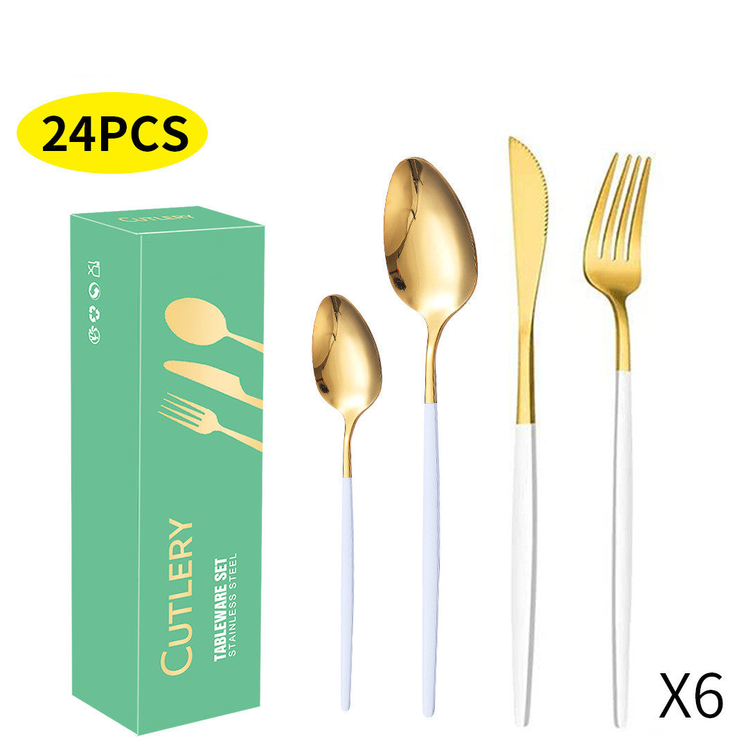 Ensemble de couvert 24 pièces. Stainless Steel Cutlery Knife Fork Spoon 24 Piece Set