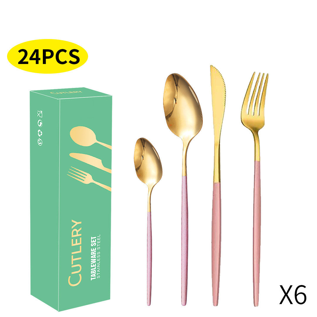 Ensemble de couvert 24 pièces. Stainless Steel Cutlery Knife Fork Spoon 24 Piece Set