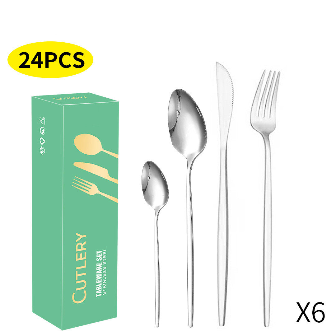 Ensemble de couvert 24 pièces. Stainless Steel Cutlery Knife Fork Spoon 24 Piece Set