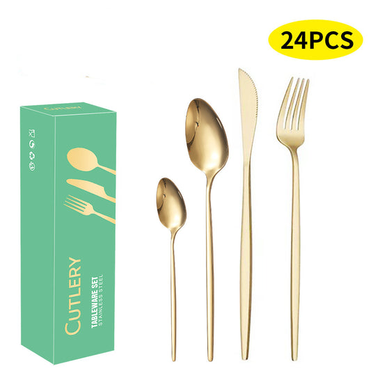 Ensemble de couvert 24 pièces. Stainless Steel Cutlery Knife Fork Spoon 24 Piece Set
